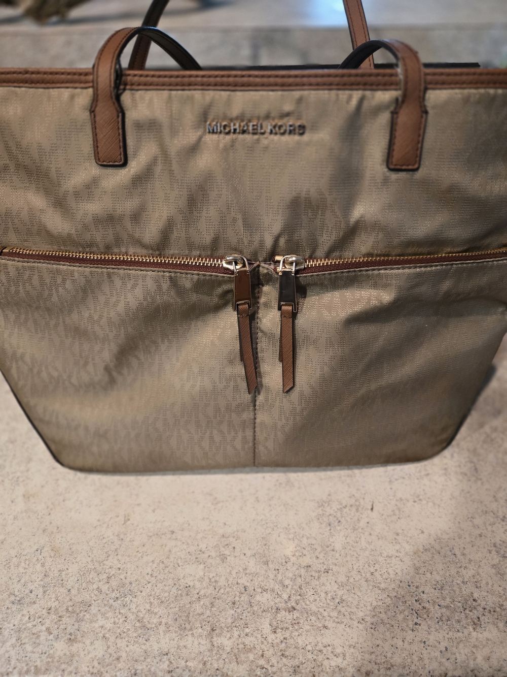 Michael Kors Women Nylon Tote with Brown Trim